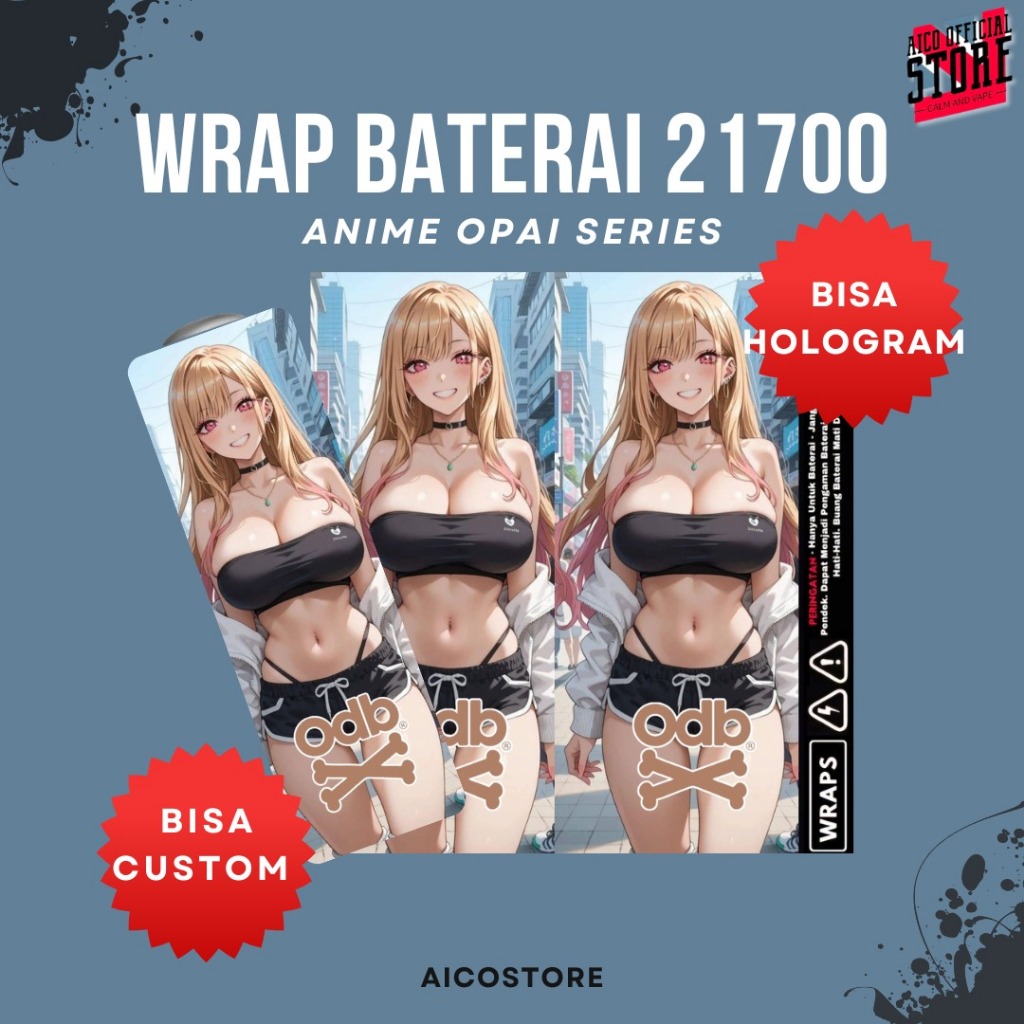 WRAP SERIES Stiker Wrap Baterai 21700 Motif Anime Girl Bikini Premium Vinyl Anti Air Pelindung Skin 