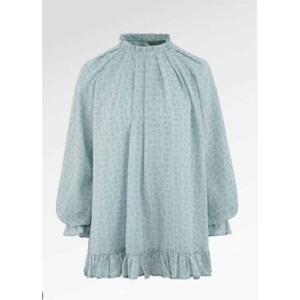 New Benang Jarum Monogram Ruffle Blouse - Zellige