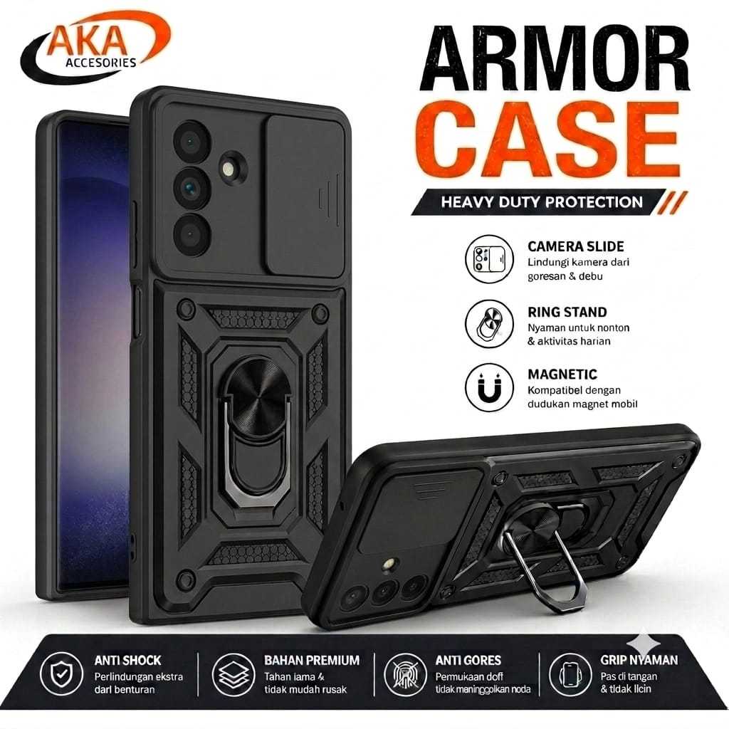Case Armor Samsung M15 M55 M34 M54 M22 M23 AKA Anti Shock Hardcase Slide Kamera Pelindung Casing Rob
