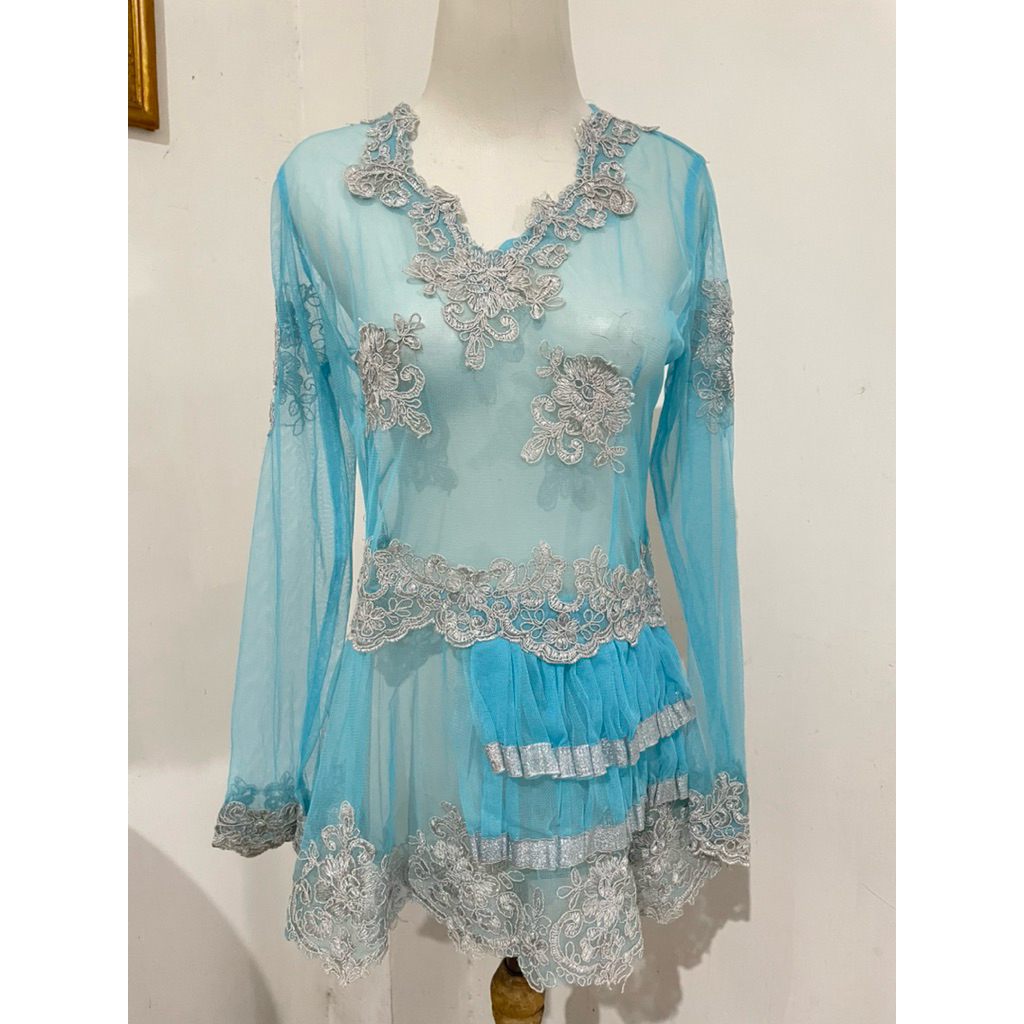 preloved atasan kebaya biru/ kebaya wisuda/ karnaval