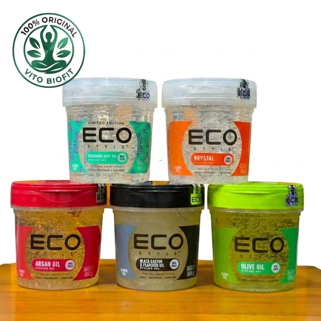 Eco Style Styling Gel Max Hold 454g For All Hair Types - Olive Argan Krystal Black Castor Original