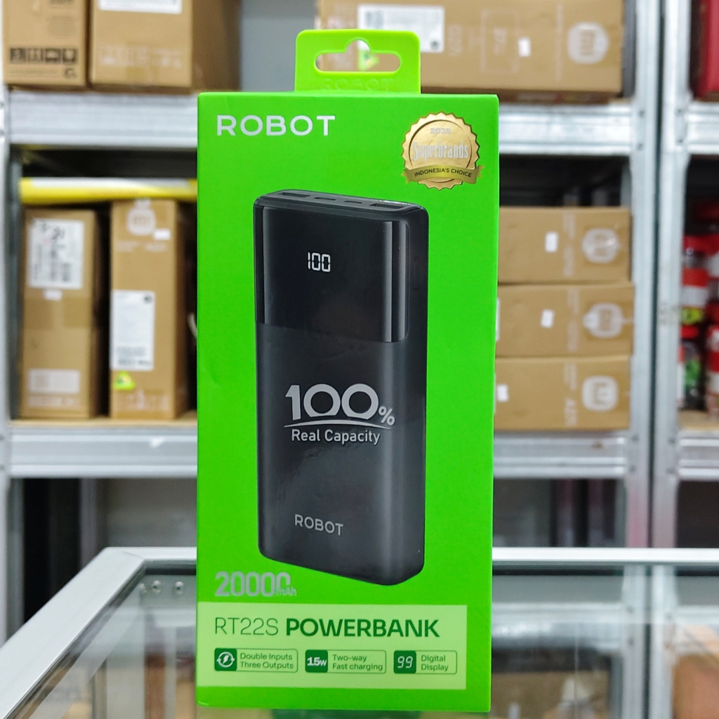 Robot RT22s PowerBank ROBOT 20000mah RT22 Dual Port Input & Output Original Led