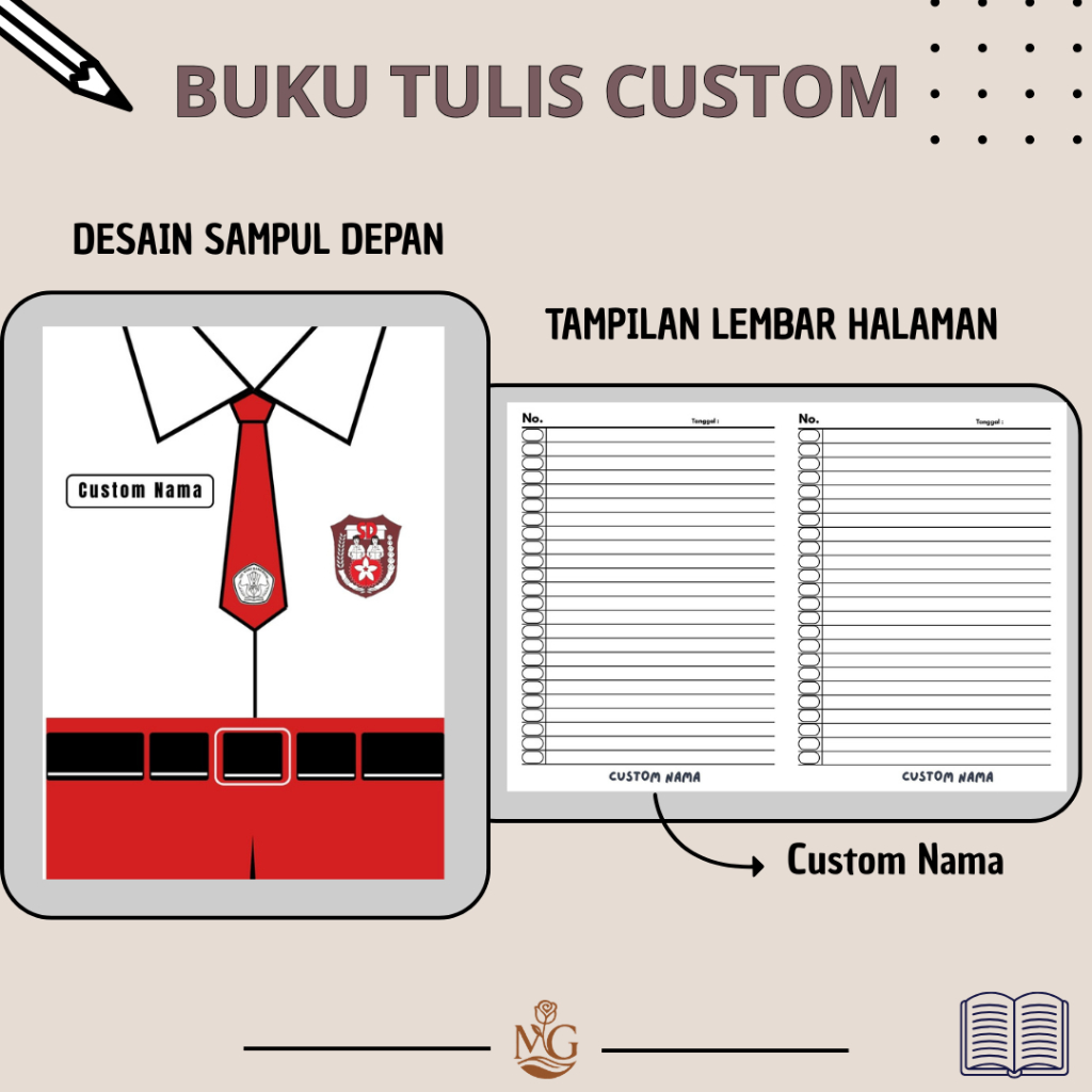 Buku Tulis Custom 1 Pack Isi 10 Pcs Buku Buku Tulis Custom SD SMP SMA