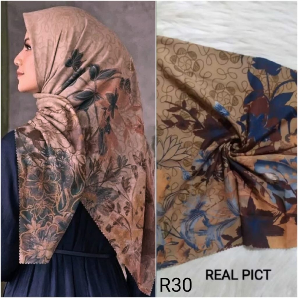 Hijab Segiempat Voal Lasercut Motif Bunga
