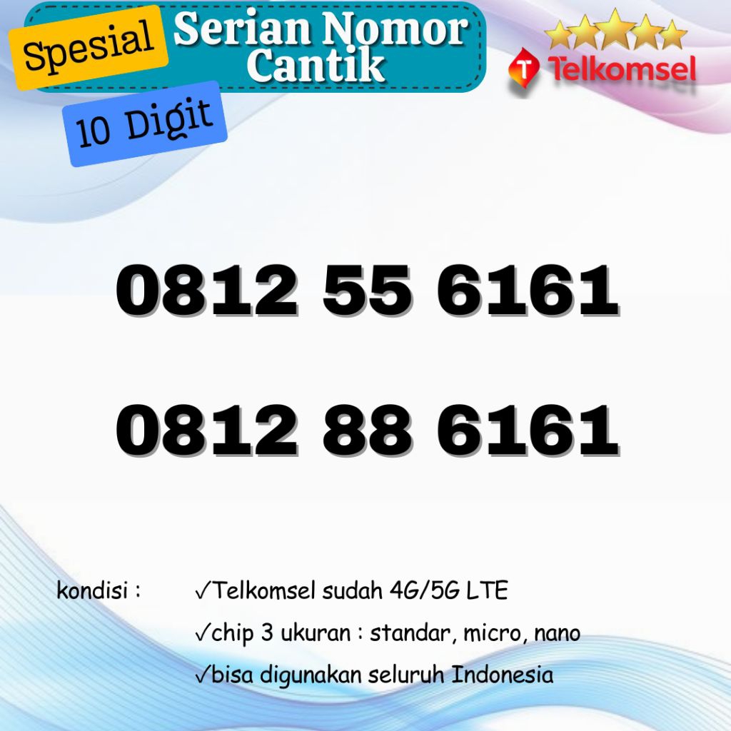NOMOR CANTIK Telkomsel 5G Seri GIGI Kartu Perdana 10 digit