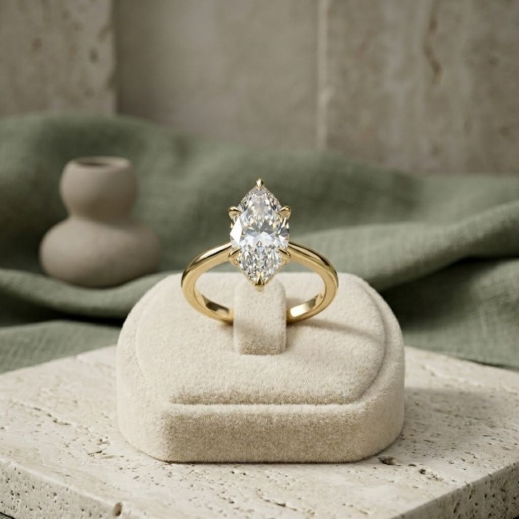 Cincin Diamond Marquise Wanita Suasa Lapis Emas Kuningan Gold Rosegold Silver Custom - ZEA Jewellery