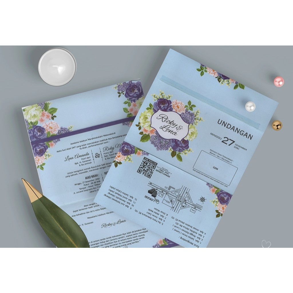 Undangan Nikah Pernikahan / Khitanan Murah Bagus Erba 2206