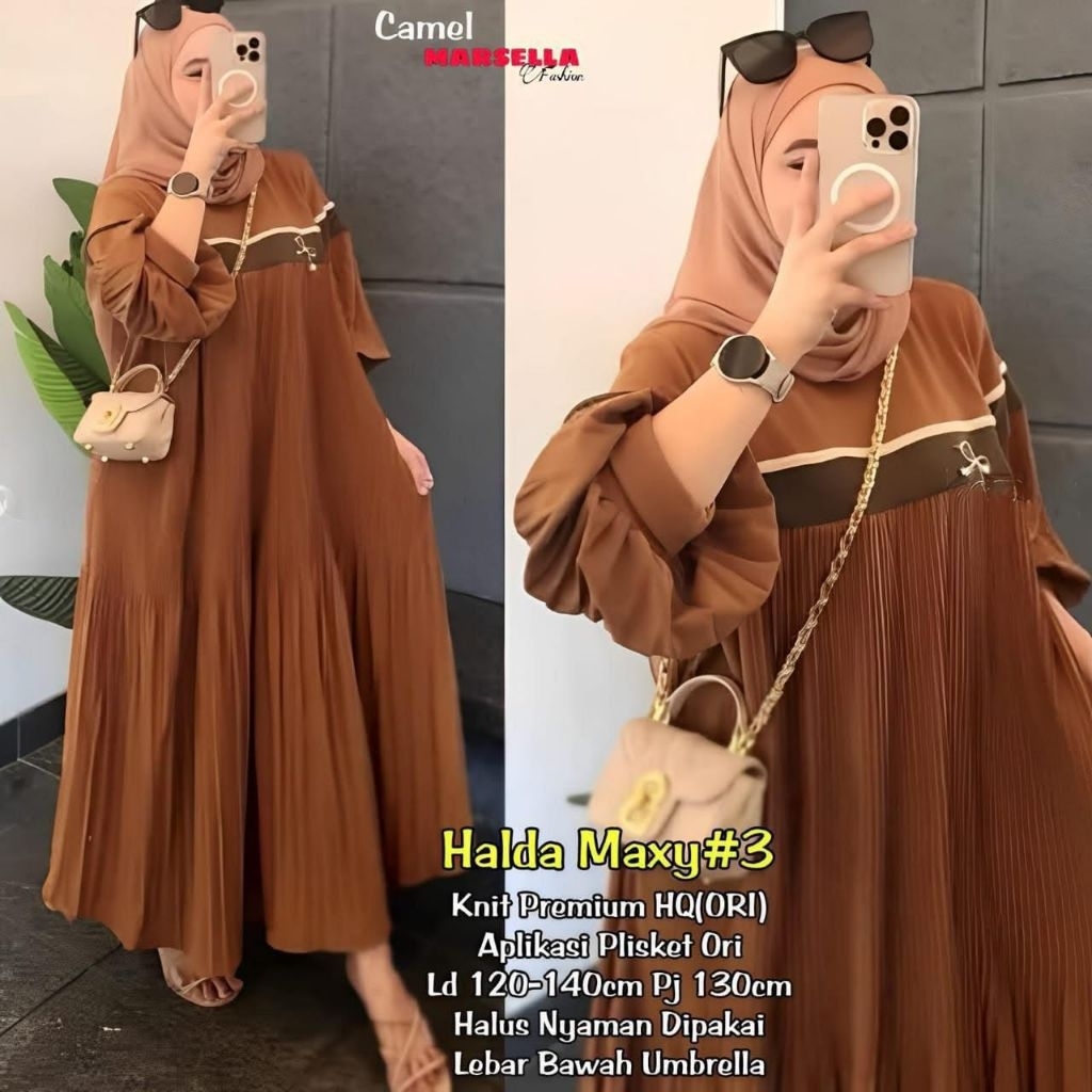 Halda maxi dress by marsela gamis knit premium dress rajut oversize dress knit big size gamis jumbo 