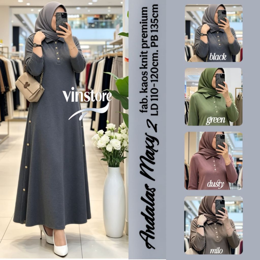 Gamis Vinstore // Nara Andalas Maxy Dress Knite Polos