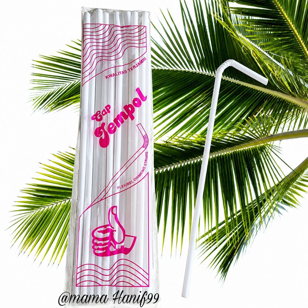 Sedotan Plastik Bengkok Putih