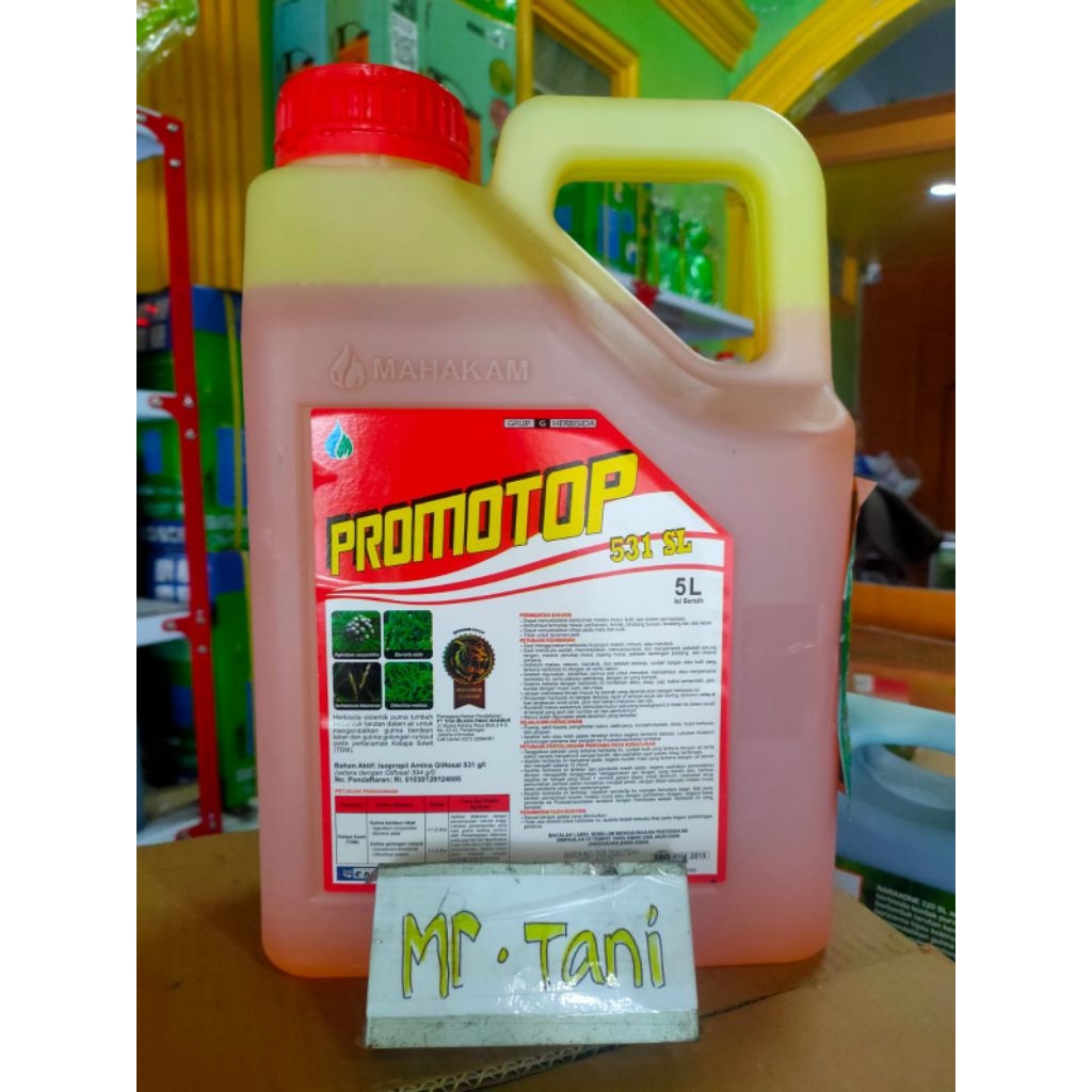 Herbisida sistemik PROMOTOP 531 sl kemasan 5 liter / racun rumput glifosat