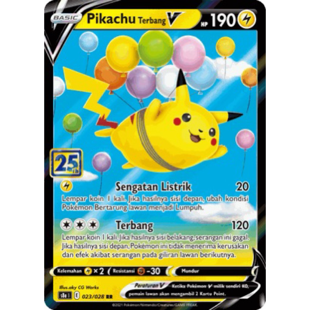 Pikachu Terbang V #23 25th Anniversary Collection - Kartu Pokemon TCG Original Indonesia