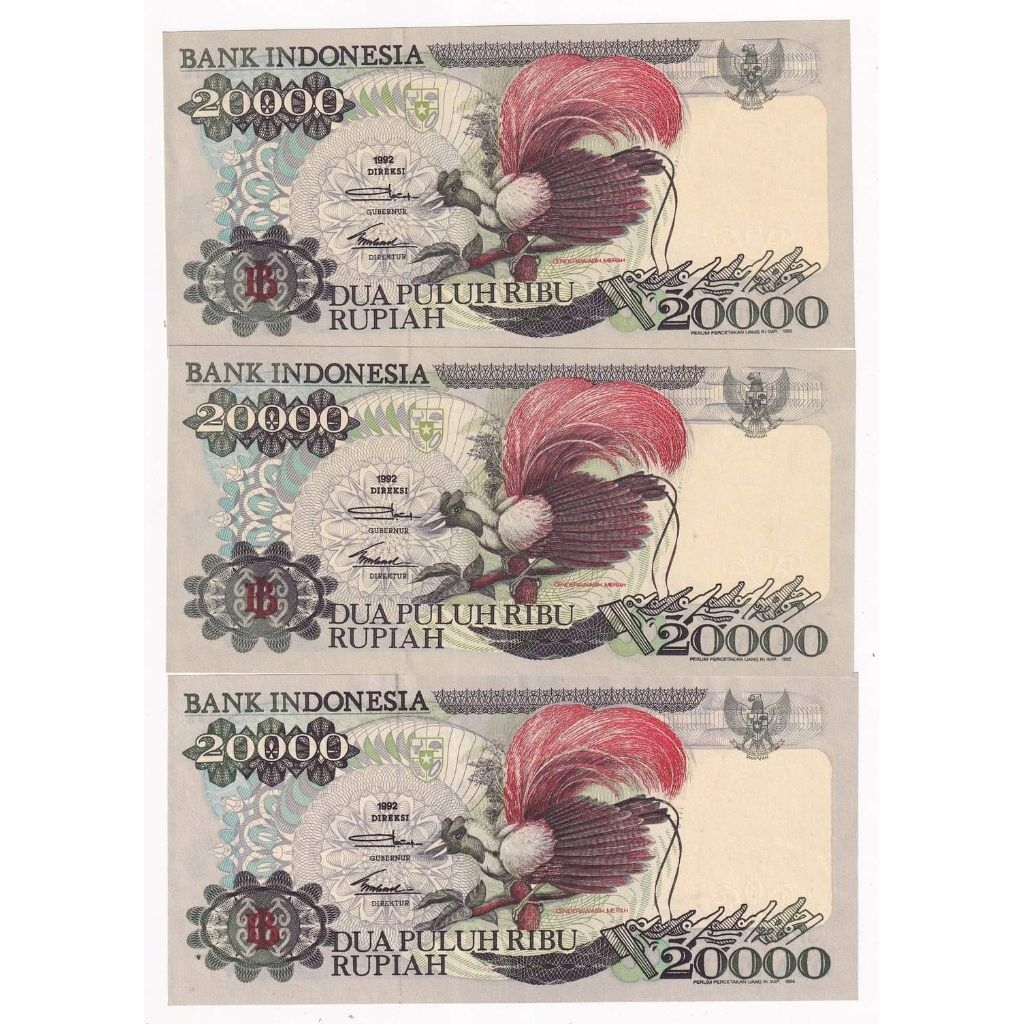 Uang Kuno 20000 RUPIAH tahun 1992 random