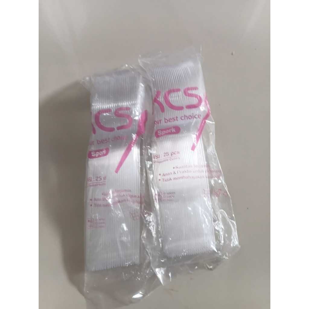 KCS - SPORK (Gabungan SENDOK+GARPU } Bening KCS / Sendok + Garpu Bening KCS isi 25