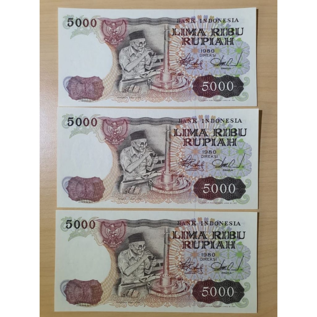 Uang Kuno 5000 Rupiah asah intan tahun 1980