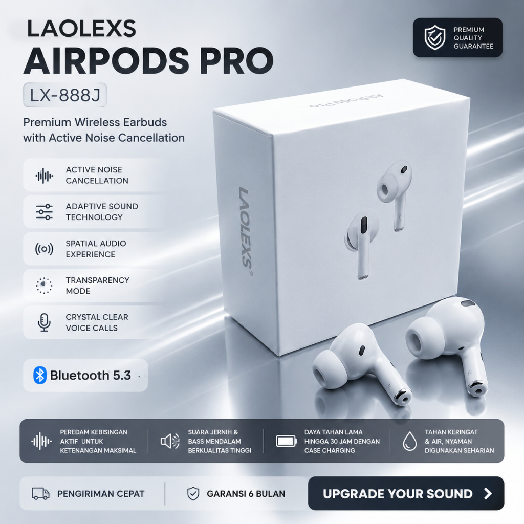 BUMITELESHOP - LAOLEXS 888J (TWS 3 Pro), Bluetooth 5.3 ANC Wireless Earbuds.
