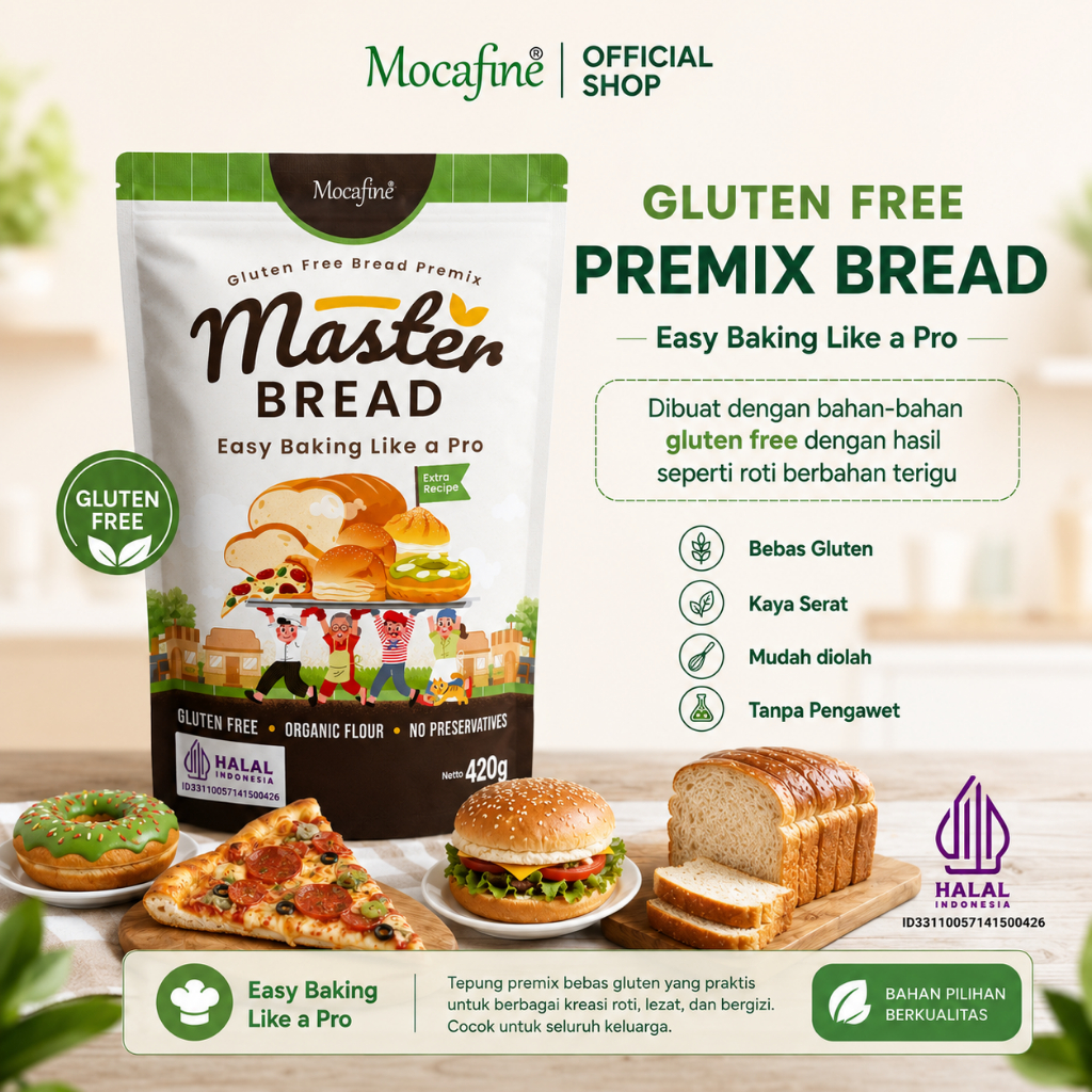 MOCAFINE -  MASTER BREAD Premix Bread Flour Mocafine - Bebas Gluten - 420 gram