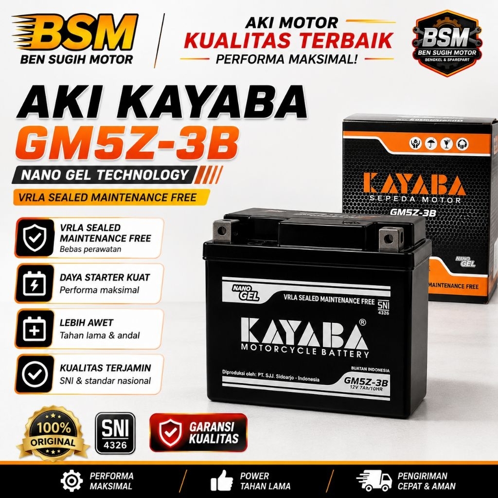 AKI KAYABA GM5Z-3B Original | Aki Motor Bebek & Sport | Berkualitas