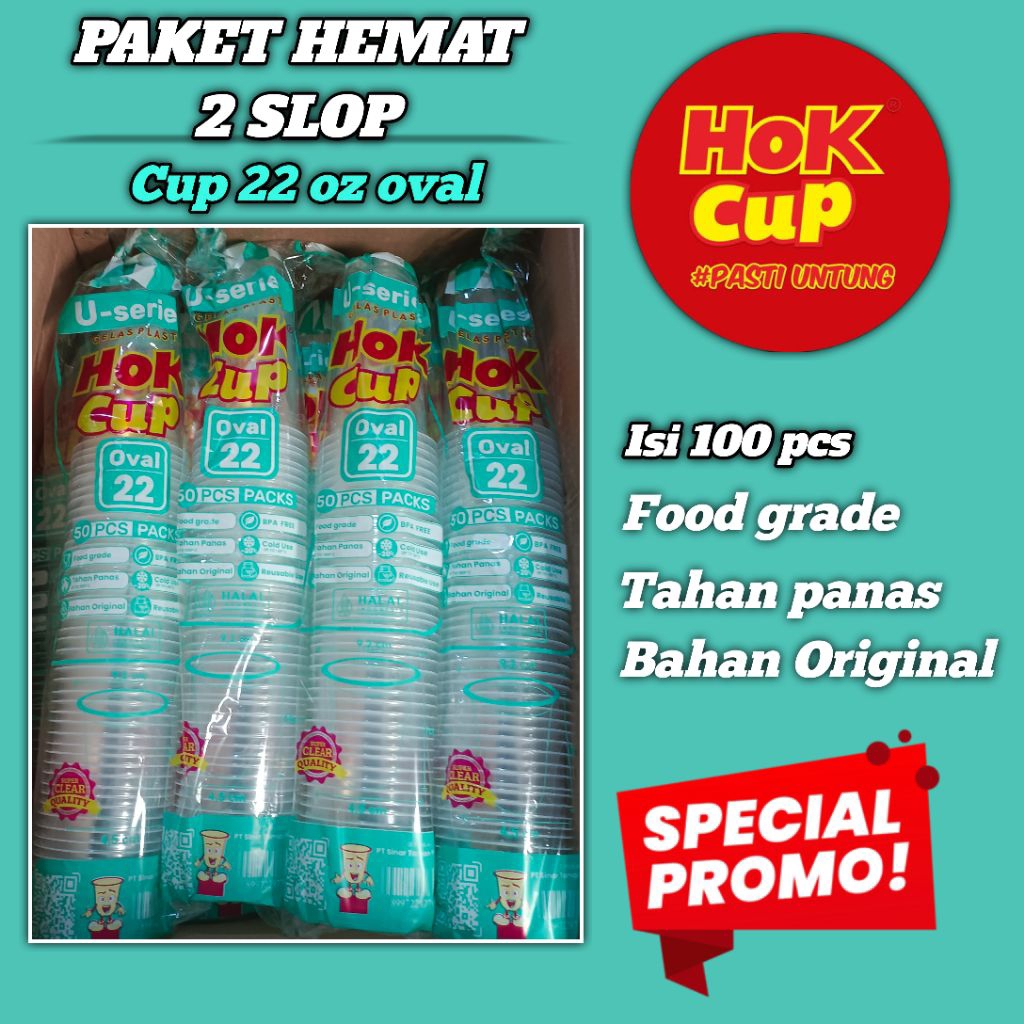 Paket 2 slop cup 22 oz oval merk hok