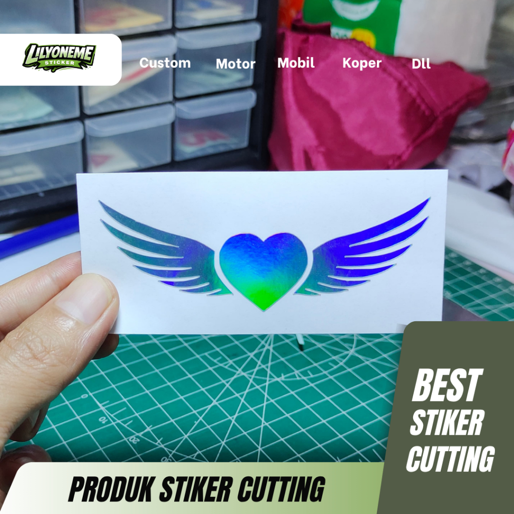 STIKER LOVE SAYAP BESAR | STIKER CUTTING | CUSTOM MOBIL LAPTOP KOPER MOTOR DLL