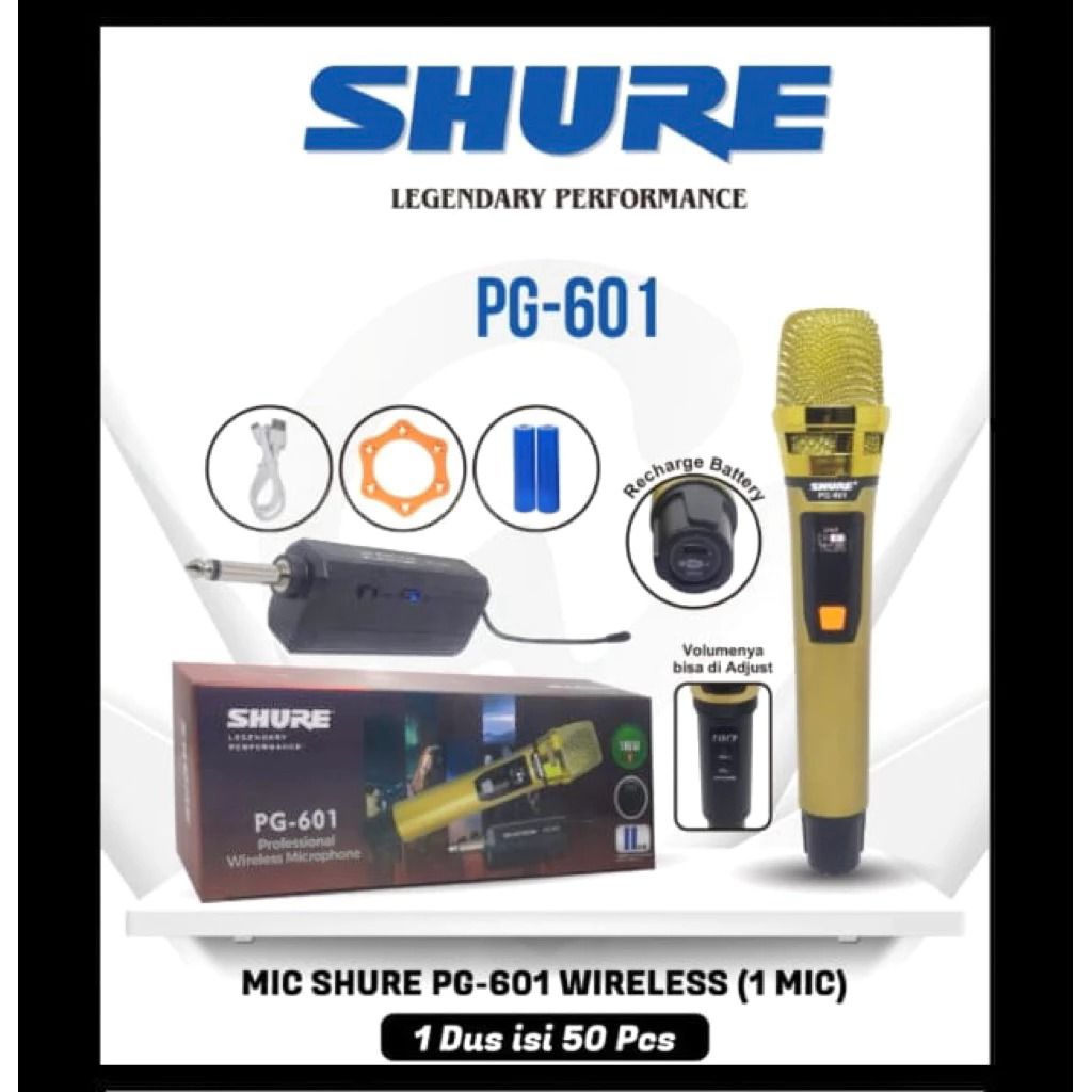 Mic SHURE PG 601 Michropone Wireless Mic single Gold