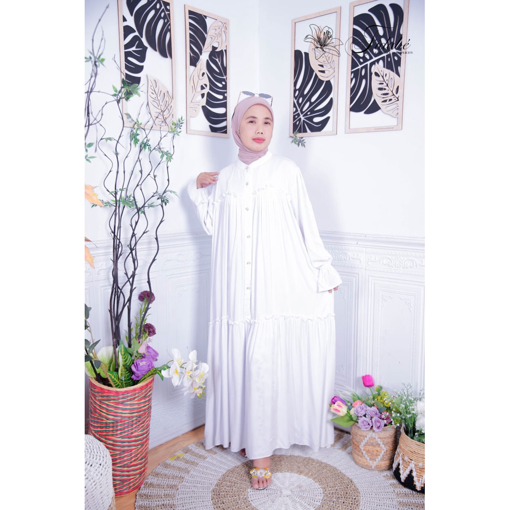 Gamis aleea rayon twill putih