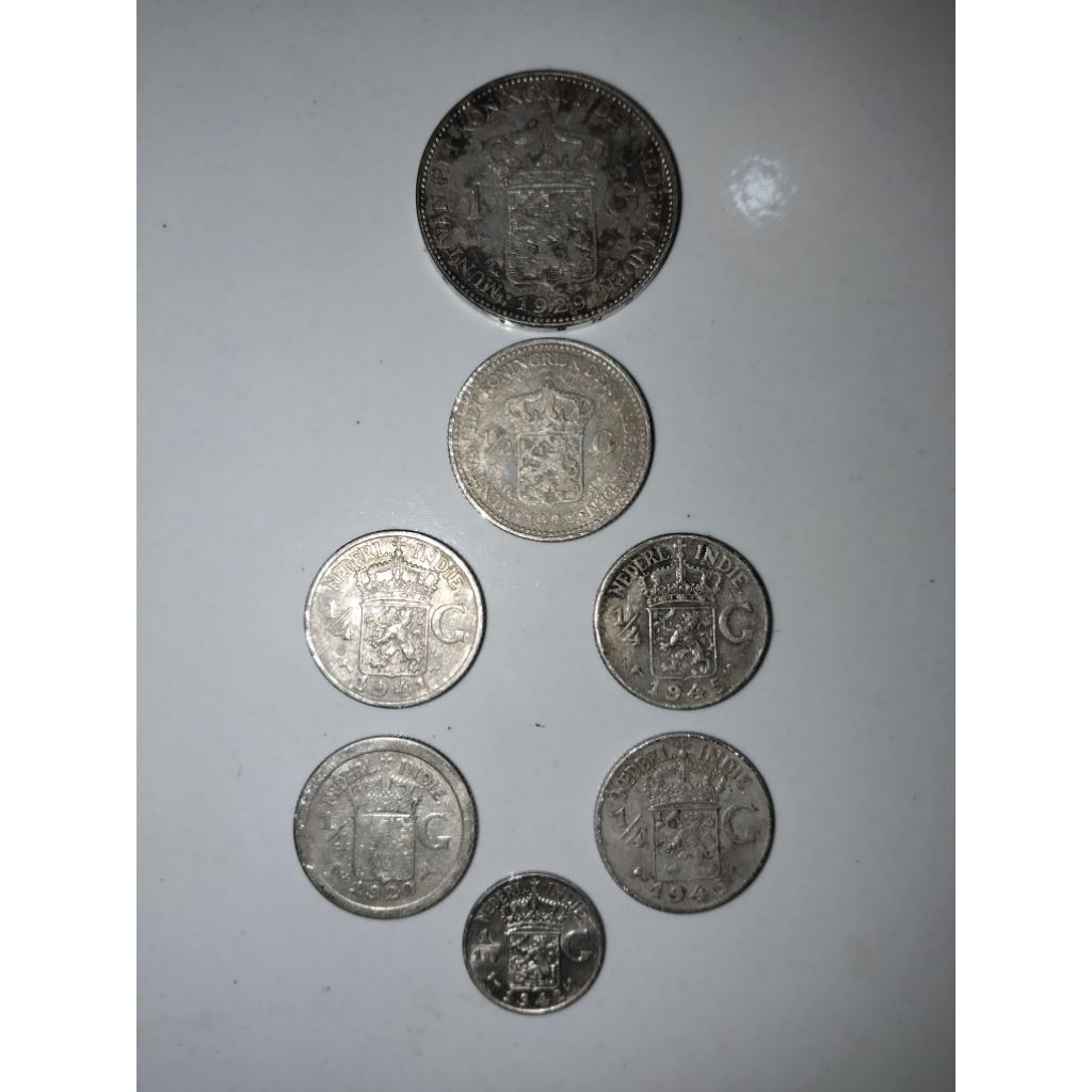 KOIN PERAK || JUAL BORONGAN 1 SET || 1G WILHELMINA || 1/2 WILHELMINA || 1/4 GULDEN || 1/4 GULDEN || 