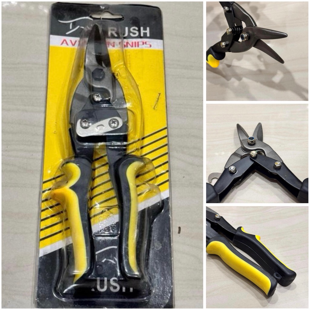 RUSH gunting aviation 10” inci ( 25cm ) gunting seng furing baja ringan gipsum MILD STEEL ZINC SCISS