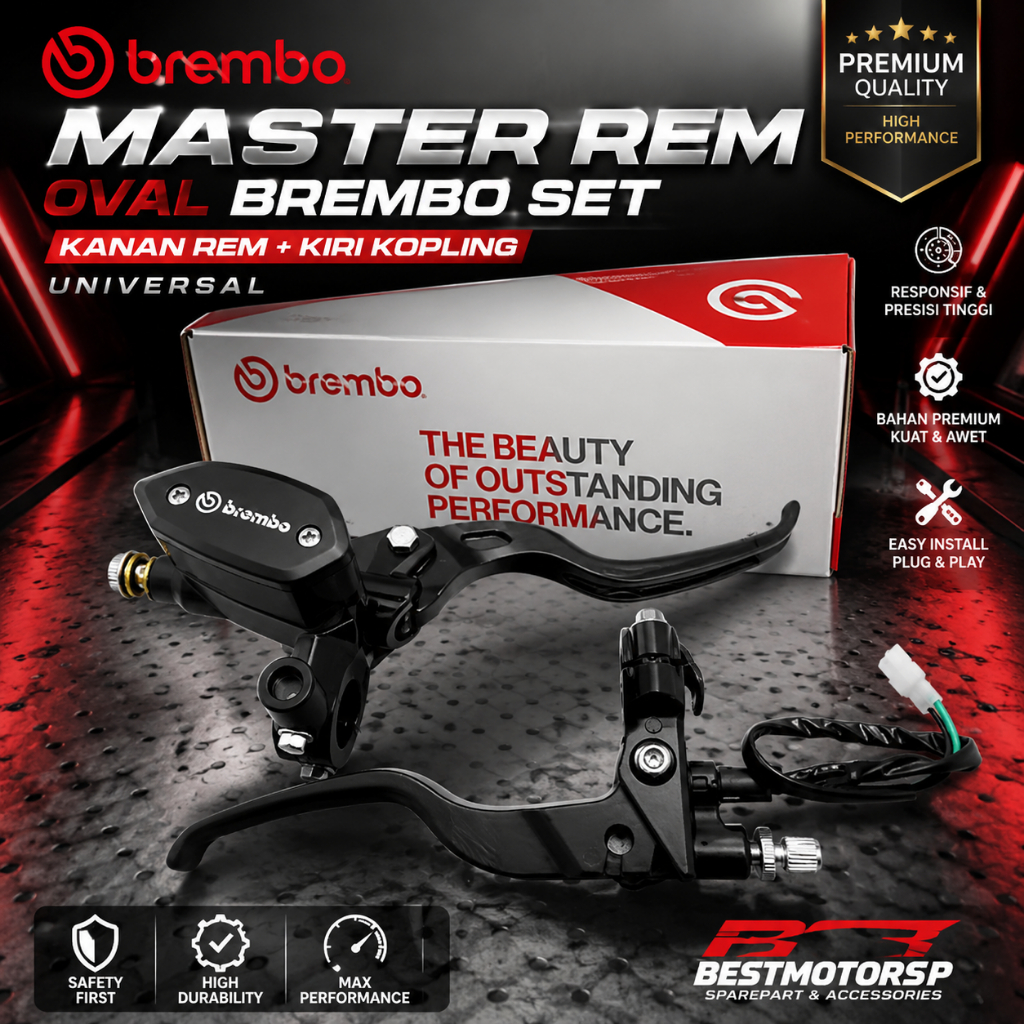 Master Rem Brembo Oval Vietnam Sepasang Kiri Kanan Tabung Smoke Universal Motor Beat Vario Nmax PCX 