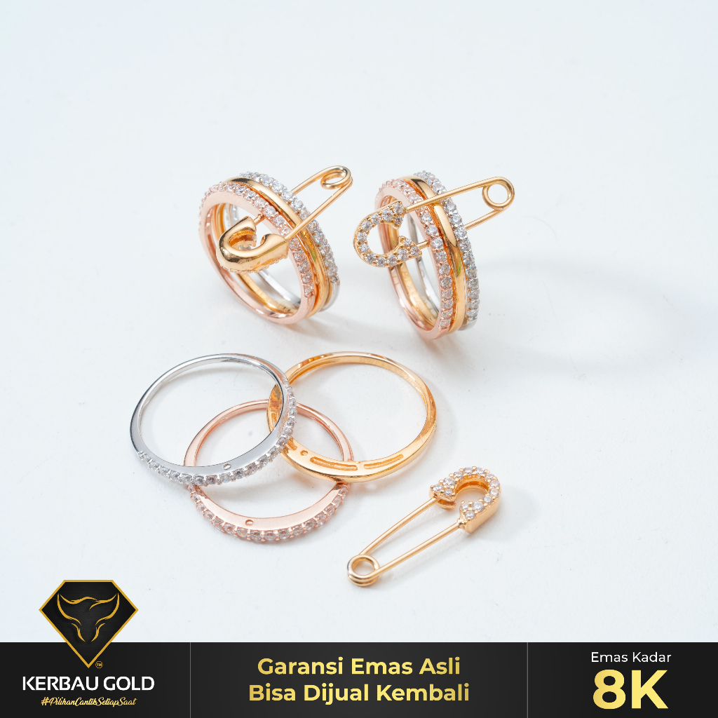 [Kerbau Gold] Cincin Emas Luxury Peniti 8K - Emas Asli 100 %