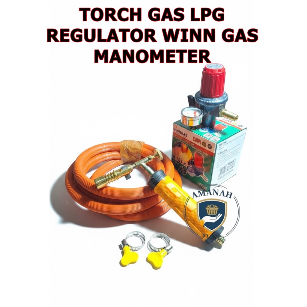 Torch Kepala Las Gas Torch LPG Regulator WINN GAS Manometer Gas LPG Flame Gun Bakar Sate Seafood BBQ