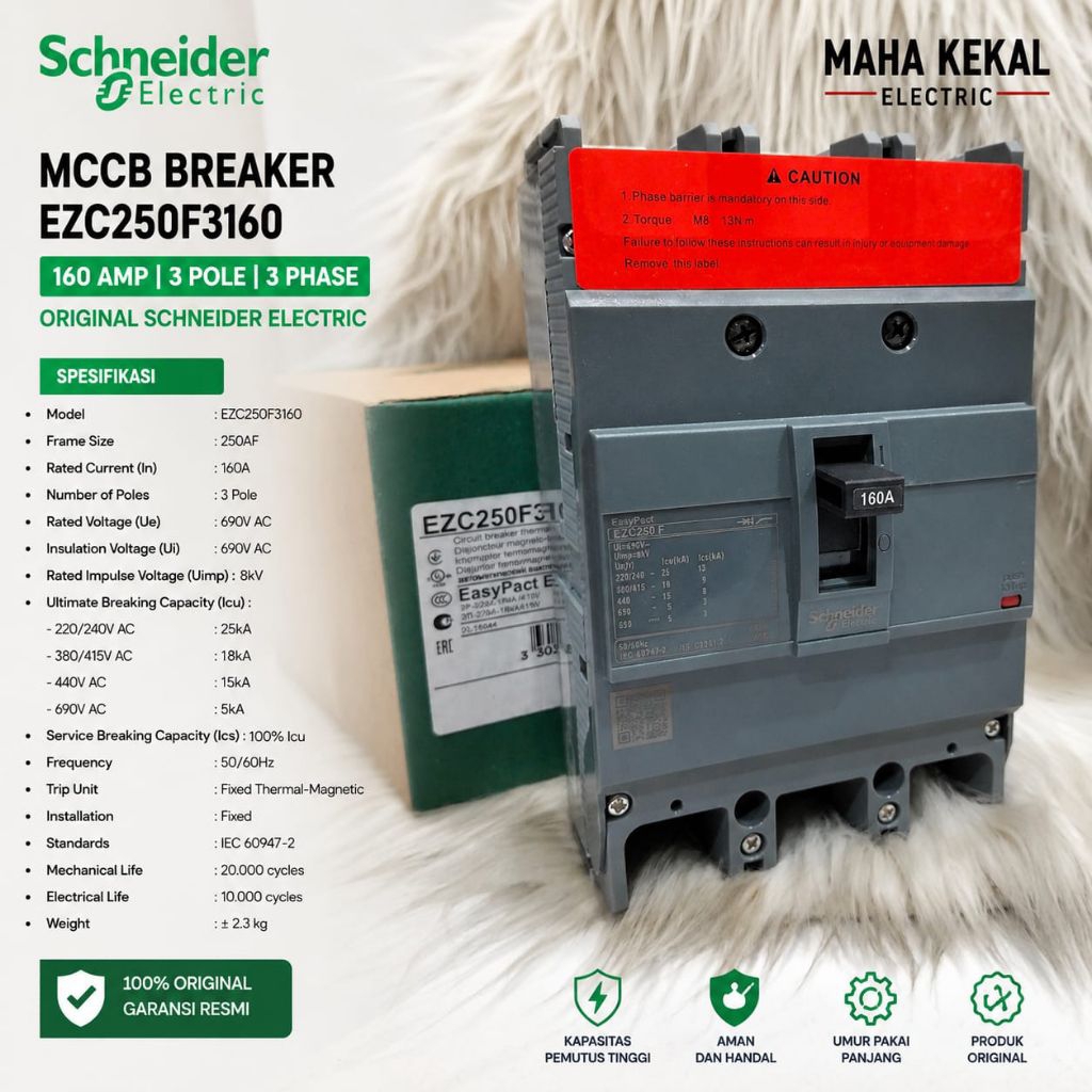 mccb breaker Schneider 160a EasyPact ezc250f3160 3phase original mccb 160a breaker 160a mccb Schneid