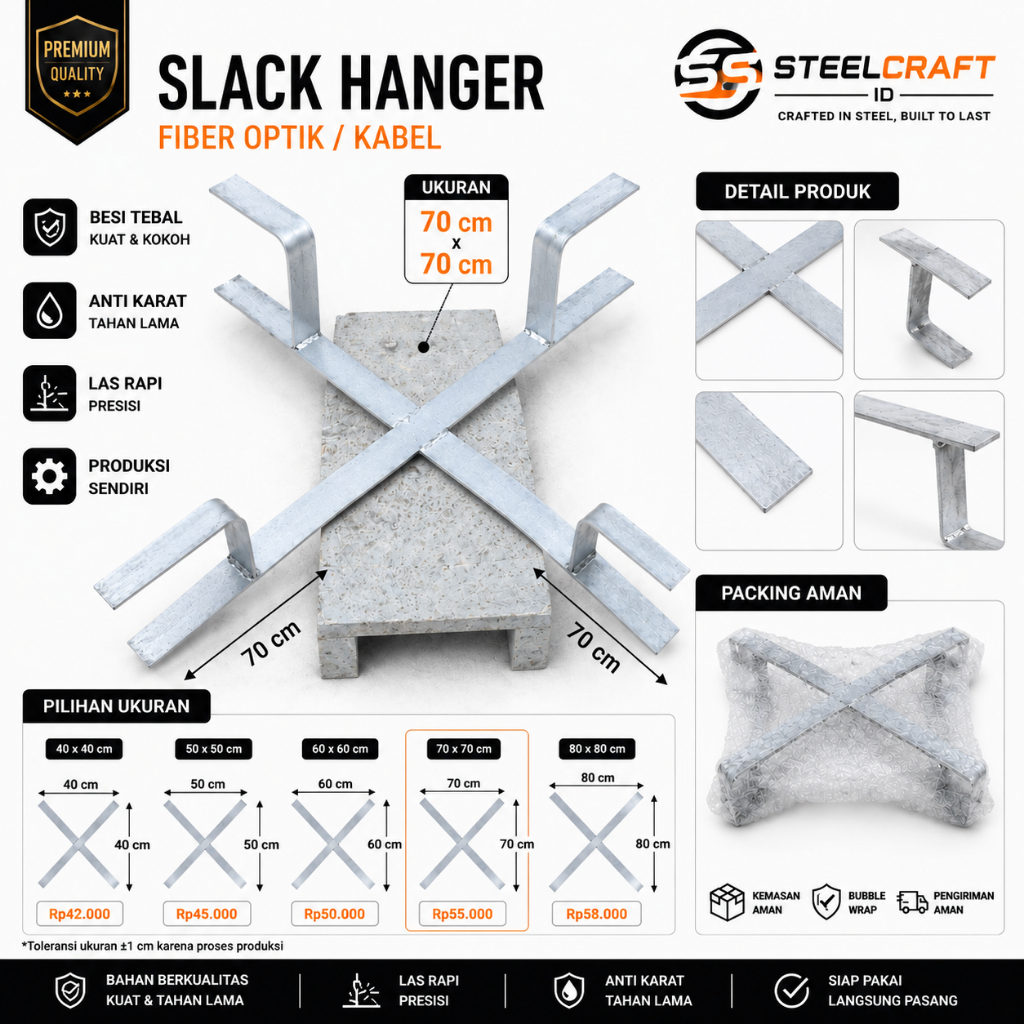 Palang Slack Fiber optik / Slack Hanger / Slack Support / Fixing Slack SteelCraft ID