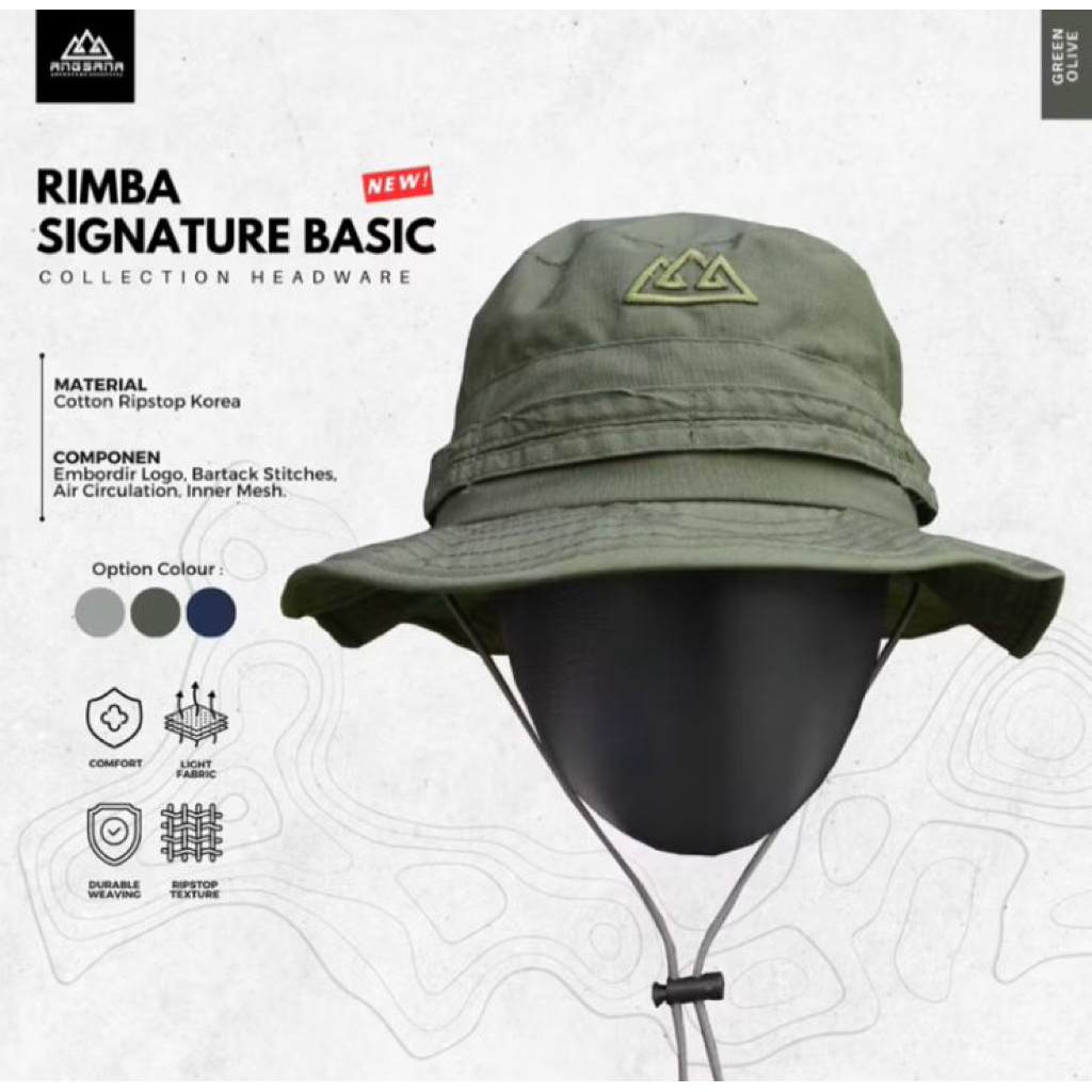 topi rimba green olive preloved