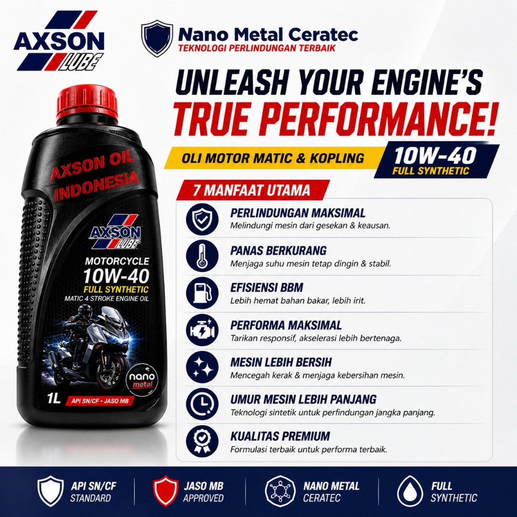 Oli Motor Matic Axson Full Synthetic 10W-40 - JASO MB
