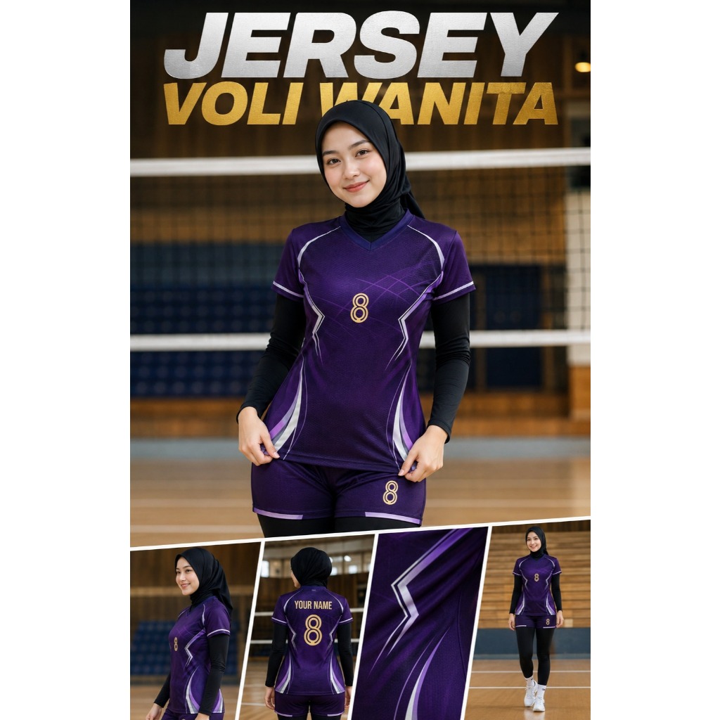 Jersey Voli Putri 006 Custom | Baju Voli Wanita Dry Fit Premium | Free Nama & Nomor | Full Printing