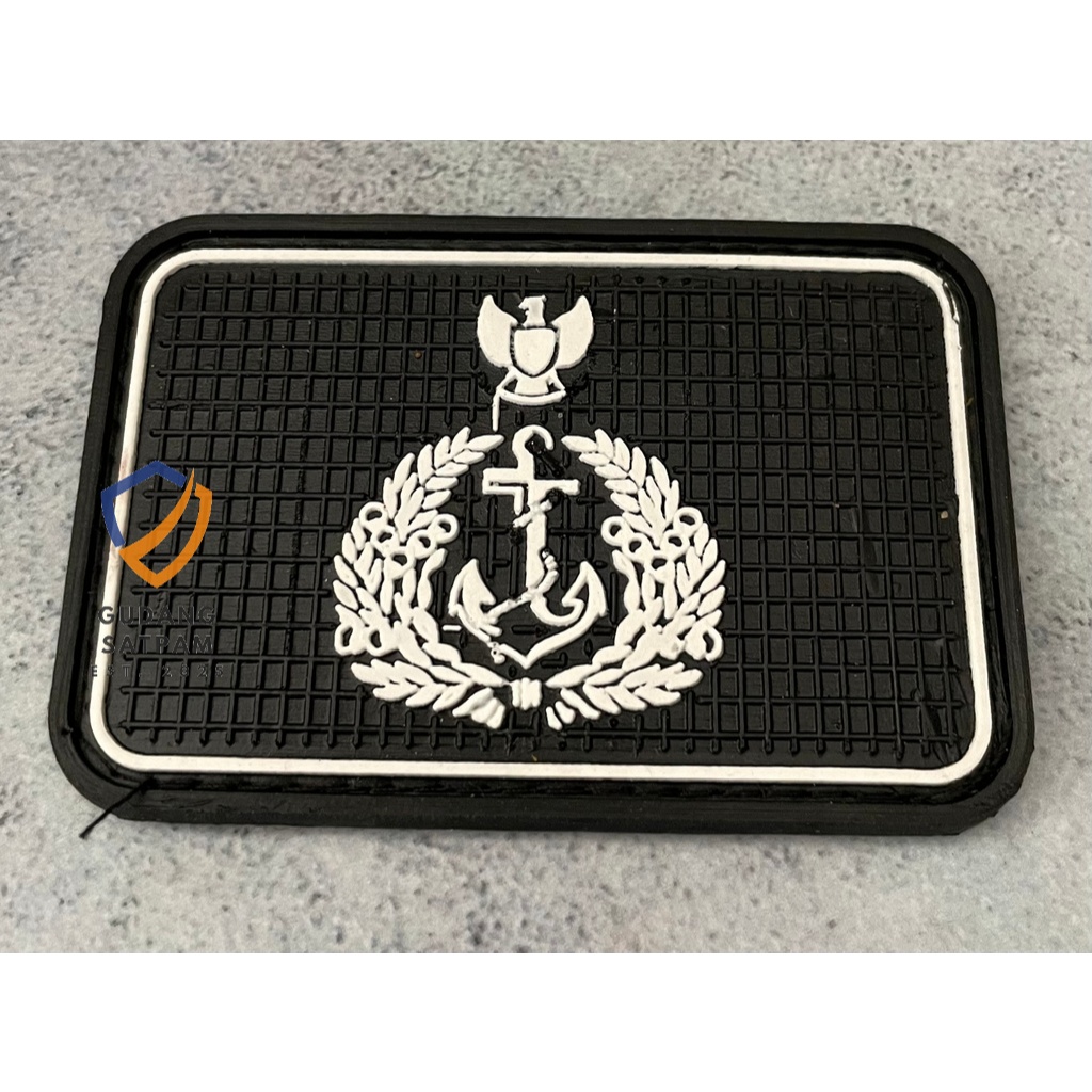 Patch TNI AL (Logo Kotak) - Tempelan Rubber Velcro TNI Angkatan Laut Karet