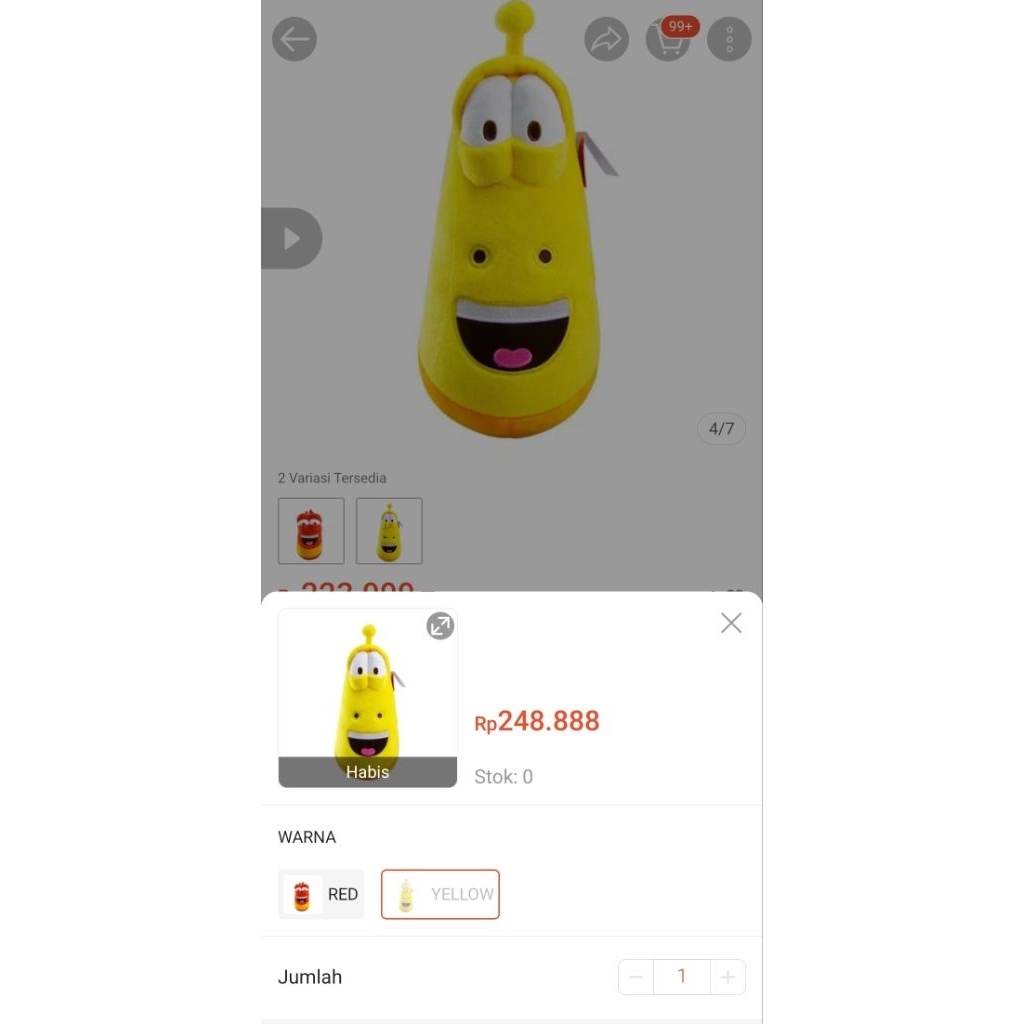 Boneka Larva Kuning Original Preloved | Boneka Karakter Lucu | Pajangan & Mainan Anak