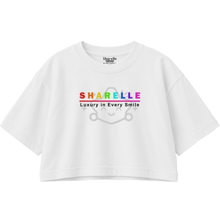 SHARELLE Baju Anak Oversize Crop Smile Rainbow