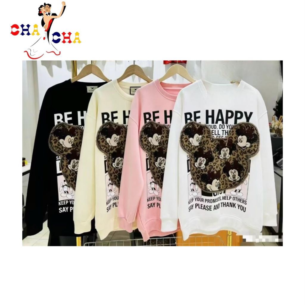 CHASHOP - ATASAN SWEATER OVERSIZE VARIASI BETTY LEO, MK TEAM, MINNIE GO, LEO MINNIE, PITA, MOM, BAND