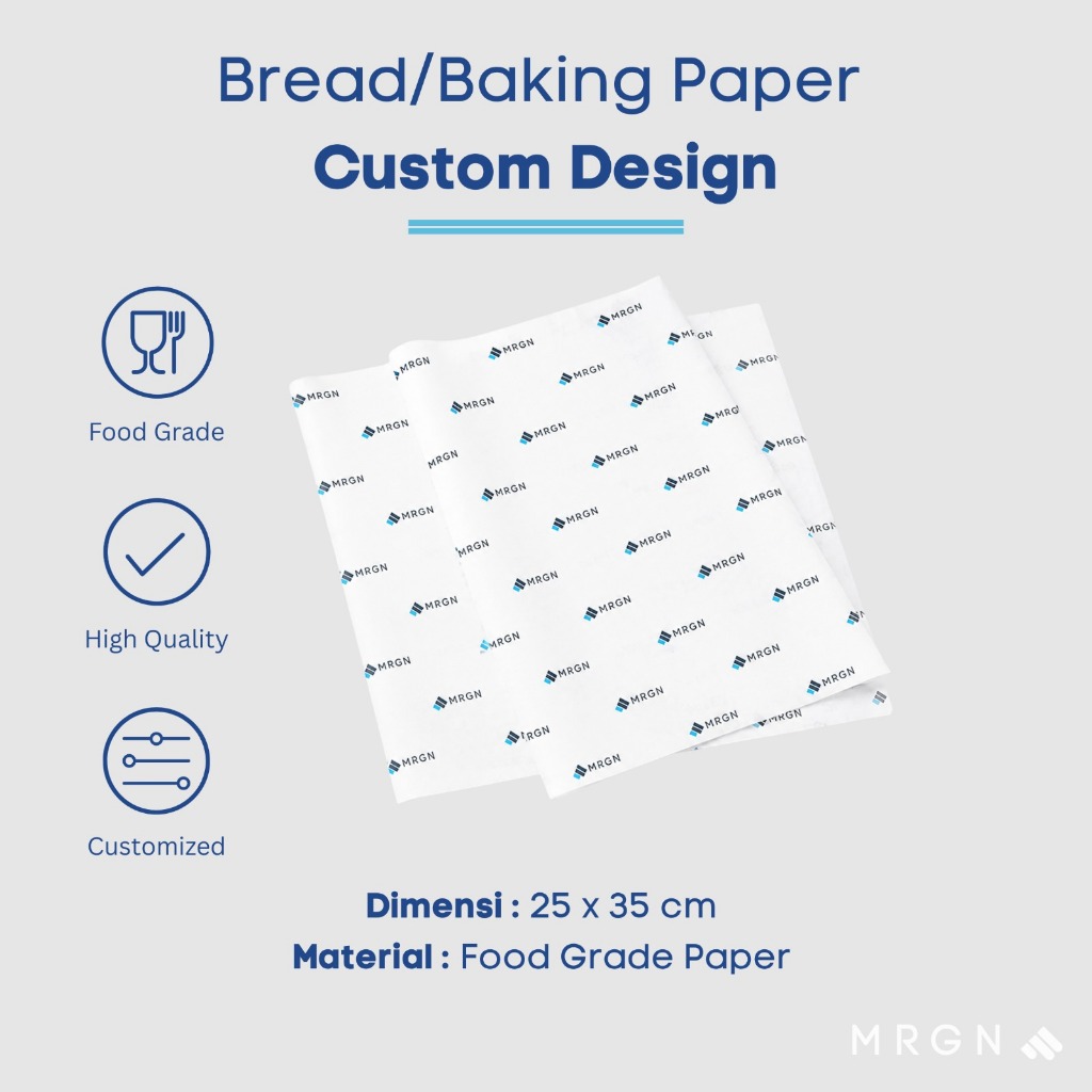 Custom Food Paper Packaging | Cetak Logo Kertas Makanan Food Grade Custom Kertas Pembungkus Makanan