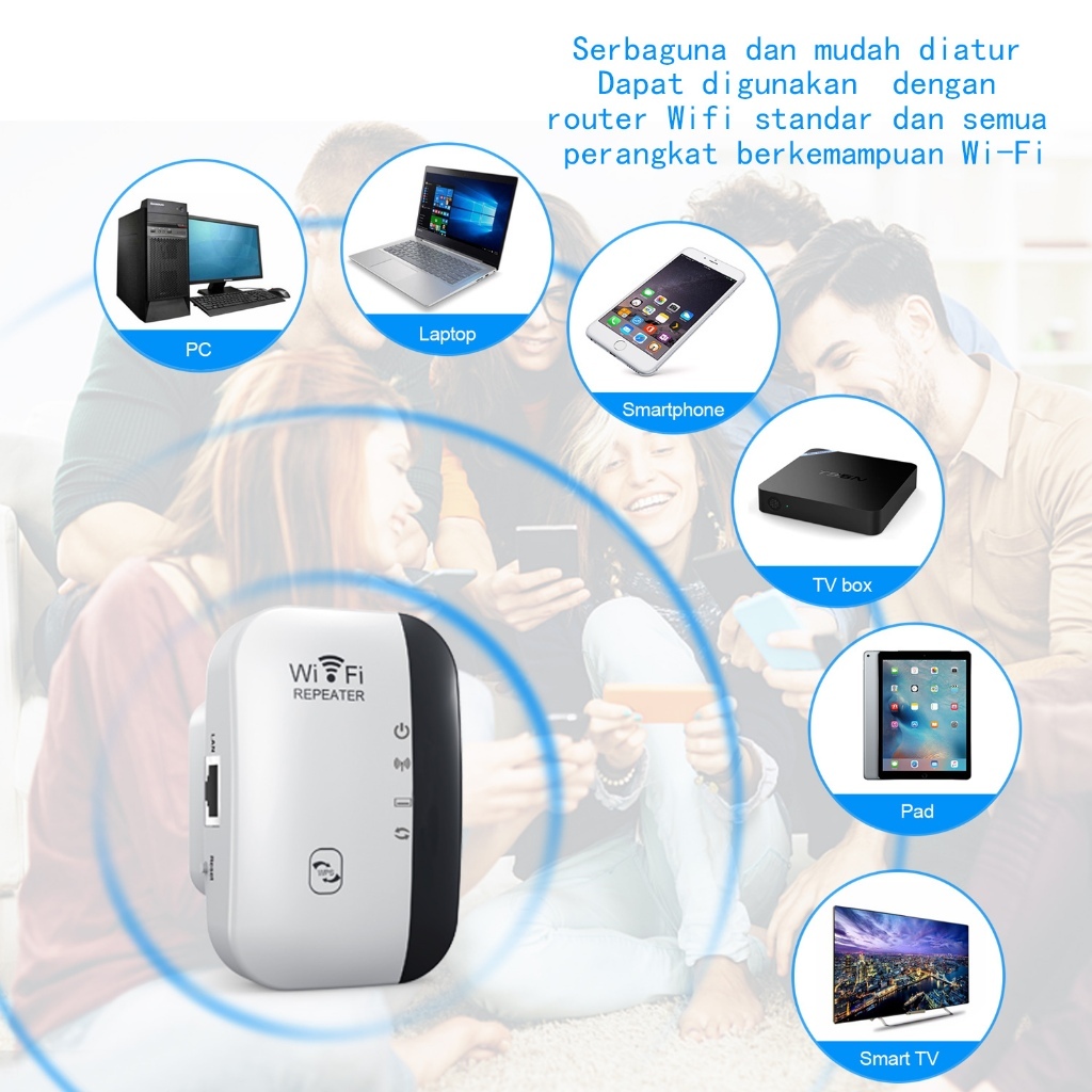 WiFi Repeater Extender WiFi 300Mbps Amplifier Mini Repeater Jangkauan Ekstensi Sinyal WiFi