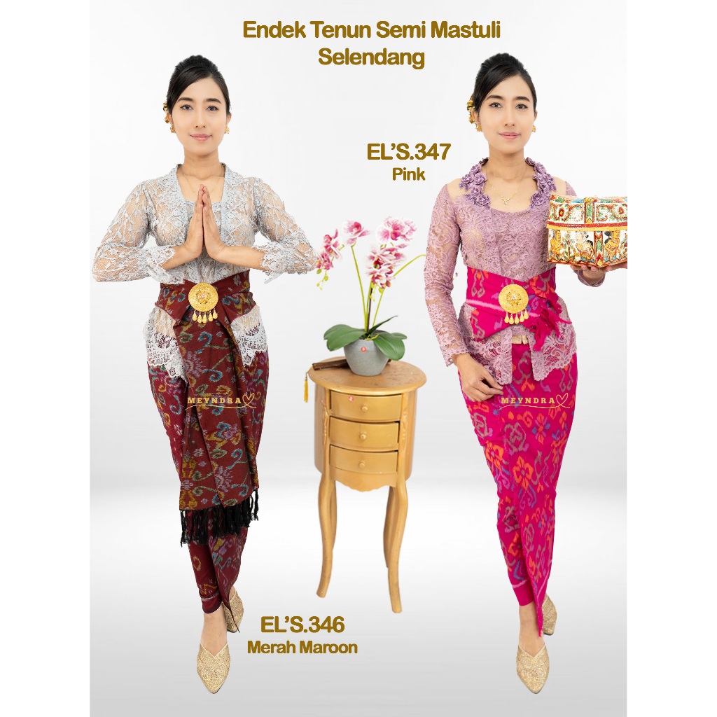 MEYNDRA BUSANA-2 : Endek Tenun Bali/ Endek Katun/ Endek Semi Mastuli Set Selendang/ Endek Lasem Set 