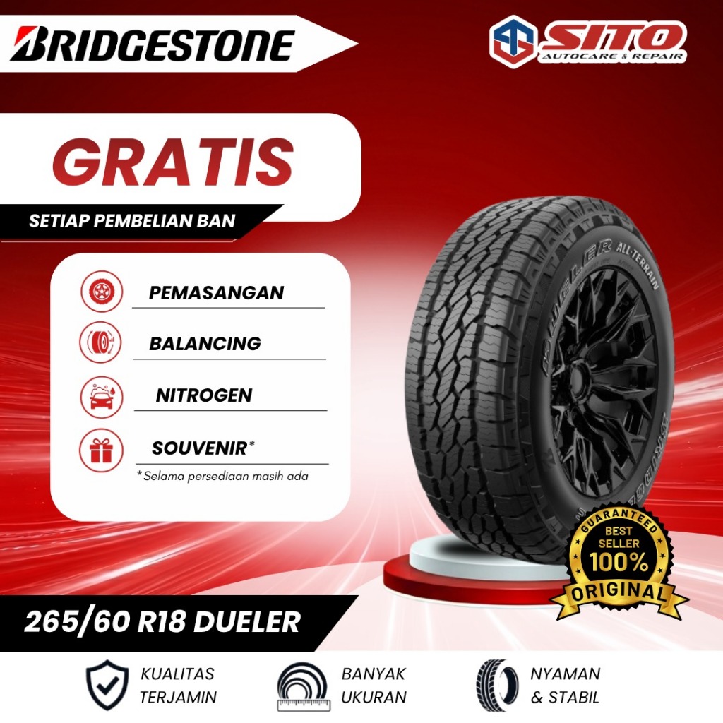 [WAJIB TANYA STOK] BAN BRIDGESTONE 265/60 R18 DUELER A/T002 - BAN MOBIL FORTUNER, PAJERO, SPORT EVER