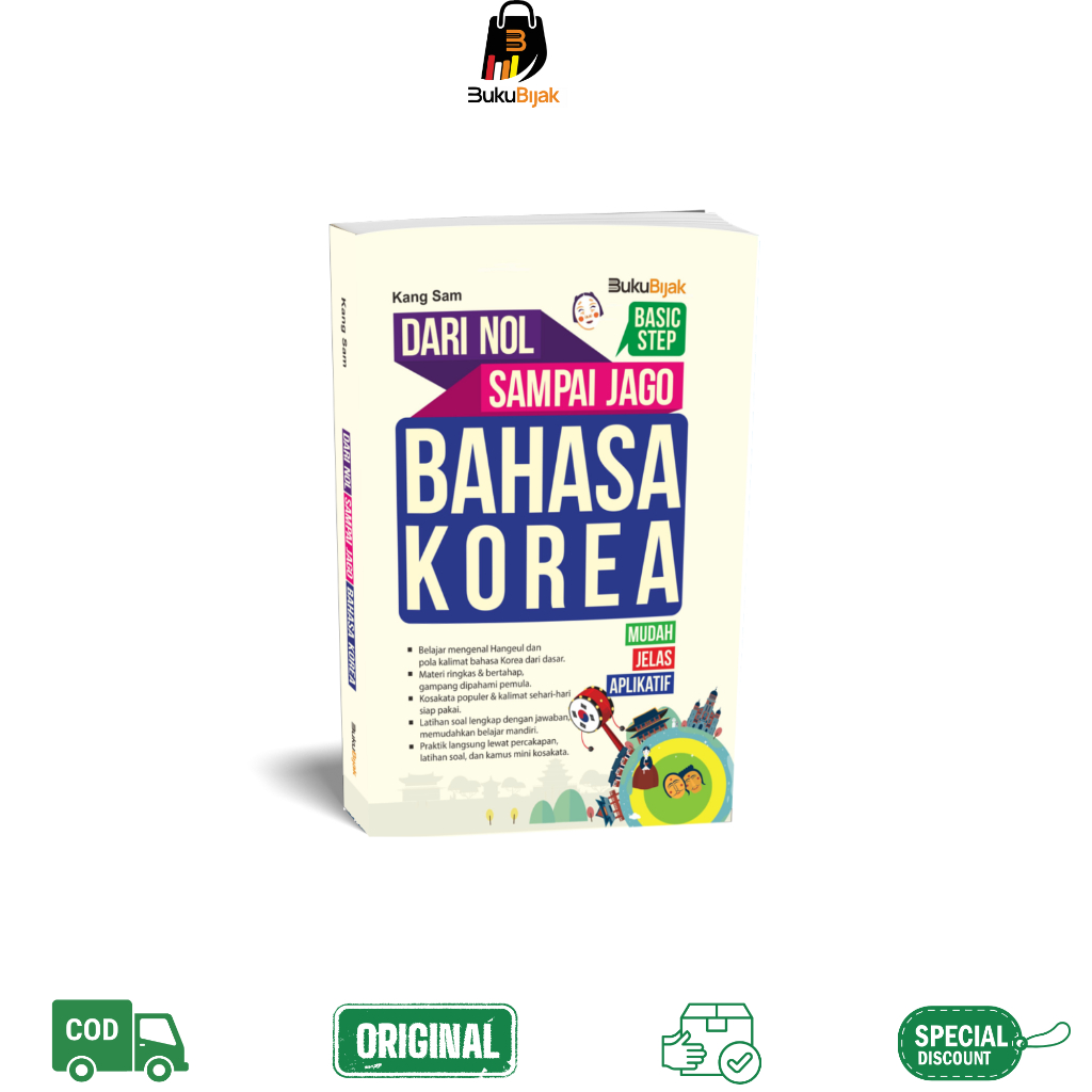 Buku Belajar Bahasa Korea Dari Nol Sampai Jago untuk Pemula Lengkap Hangul Kosakata Tata Bahasa & Pe