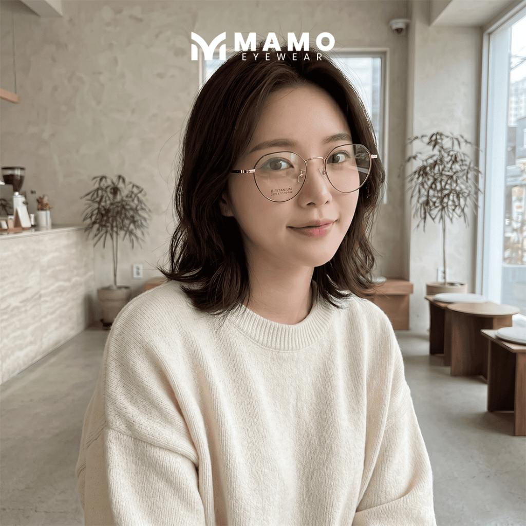 Mamo Kacamata Anti Radiasi Minus Pria Wanita Geometric Bulat Frame Optik Lensa Anti Radiasi Bluecrom