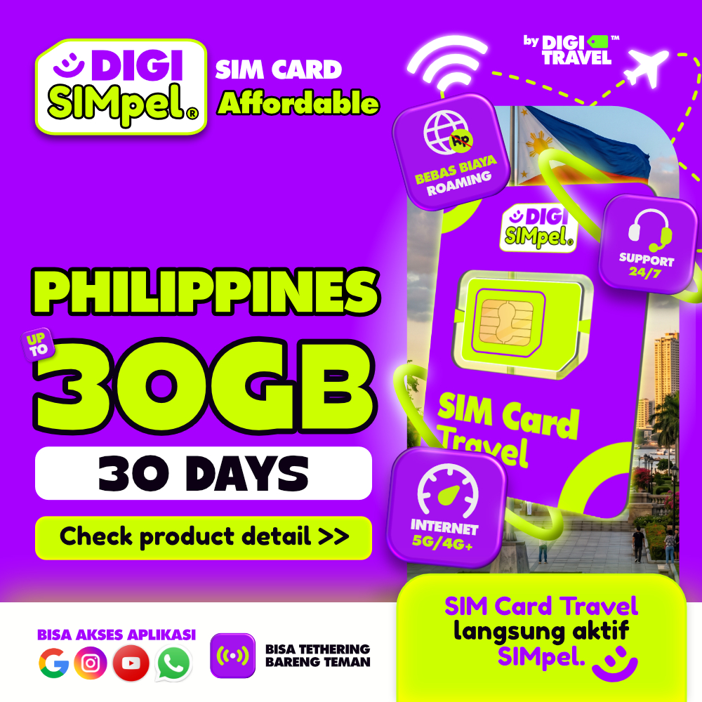 DIGITRAVEL SIMCARD Philippines Kuota Besar Internet Langsung Aktif | Sim Card Filipina Big Data