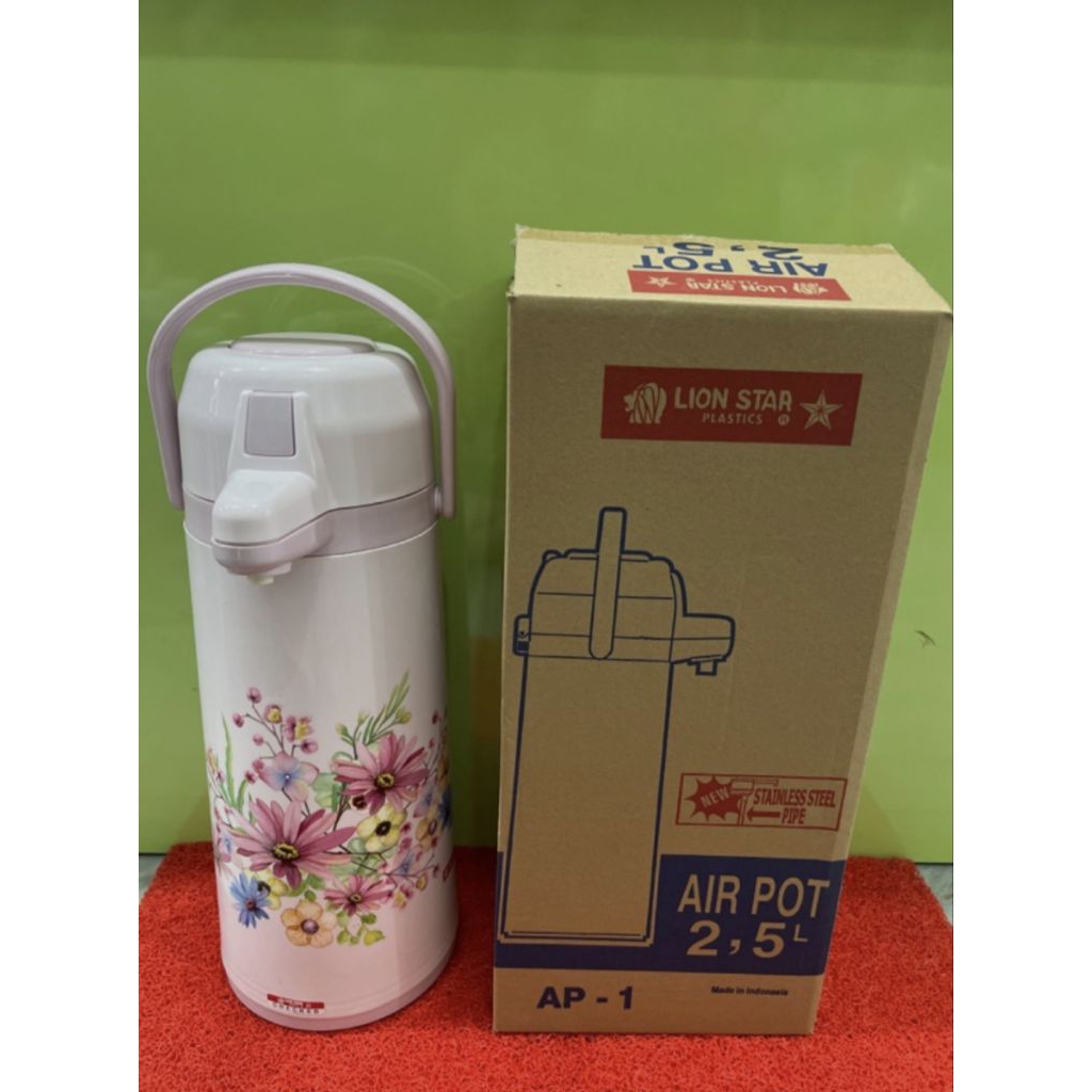 Termos Air Panas Lion Star 2,5 Liter dengan Sistem Pencet dan Tekan, Kapasitas Besar 100%Ori free bu