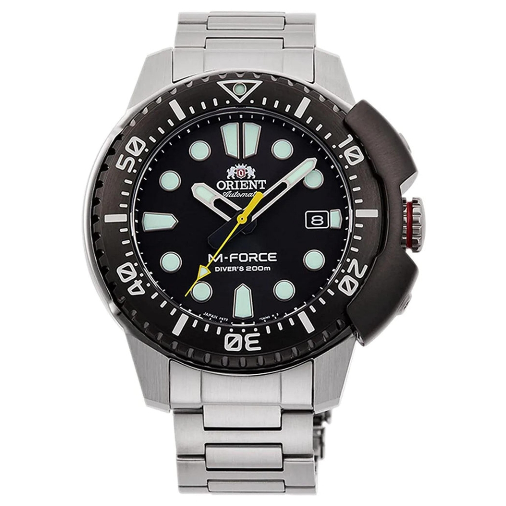 Original 100% Jam Tangan Pria ORIENT M-Force RA-AC0L01B Automatic Men Black Dial Stainless Steel Str