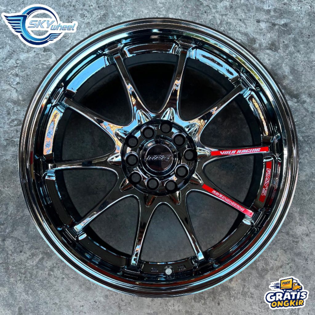 Velg VOLKRAYS CE28 R17 Lebar 8 Pcd 4X100-4X114,3 Offset 40 Warna Black Chrome